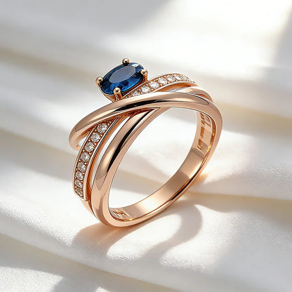 Sapphire Cross Zircon Ring
