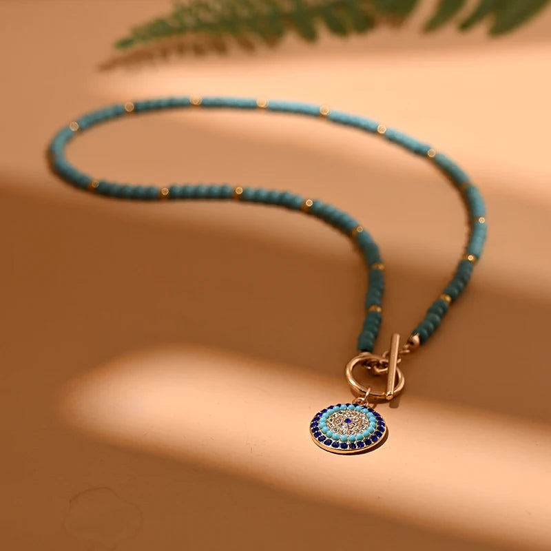 Colourful Stone Charm Choker Necklace