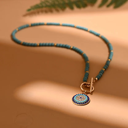 Colourful Stone Charm Choker Necklace