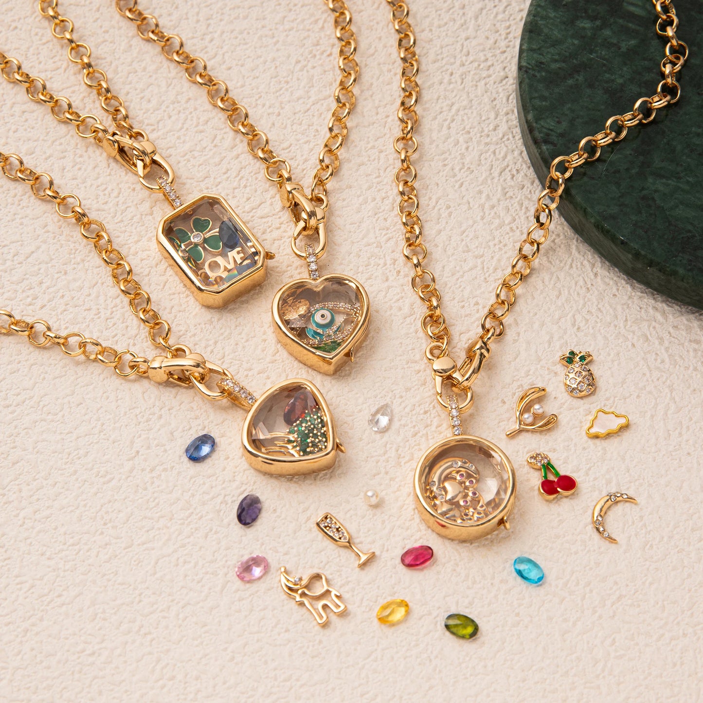 Floating Locket Necklace & Charms