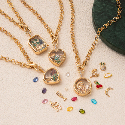 Floating Locket Necklace & Charms