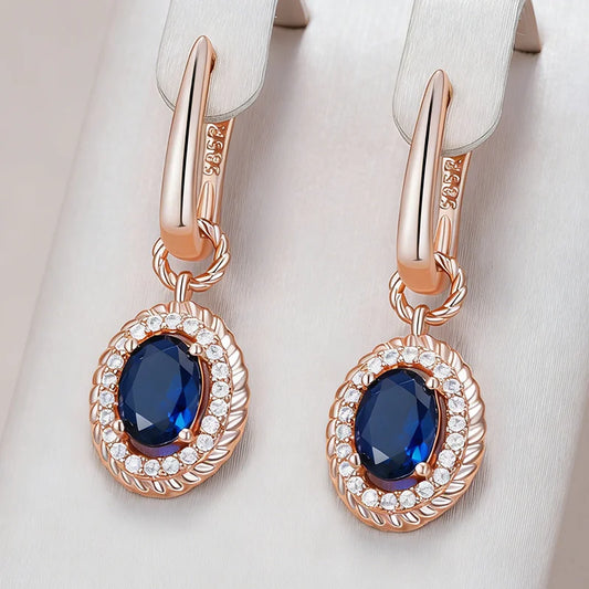 Sapphire Glow Zircon Drop Earrings