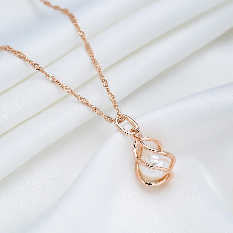 Pearl Halo Geometric Pendant Necklace