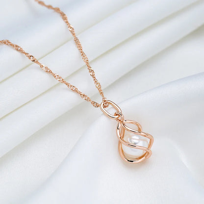 Pearl Halo Geometric Pendant Necklace