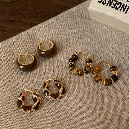 Sculpted Enamel U-Hoop Earrings
