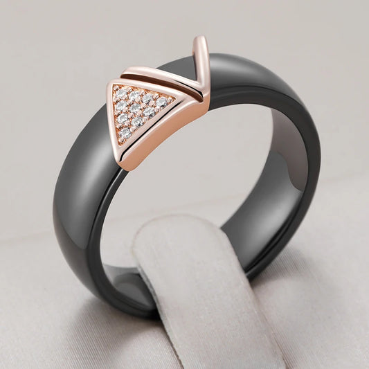 Black Ceramic Zircon Ring