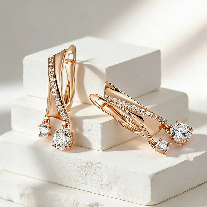 Radiant Zircon Dangle Earrings