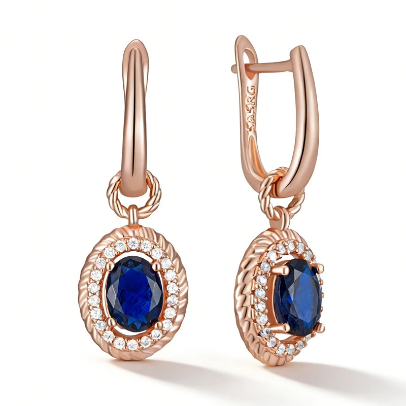 Sapphire Glow Zircon Drop Earrings