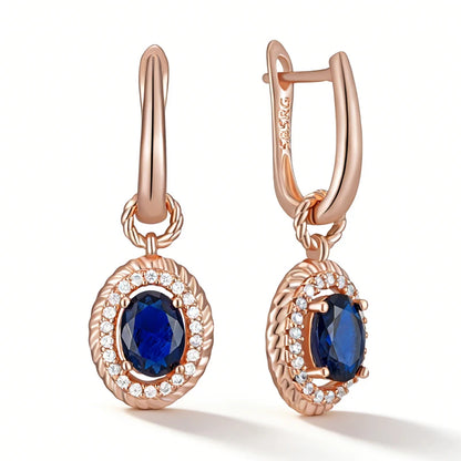 Sapphire Glow Zircon Drop Earrings