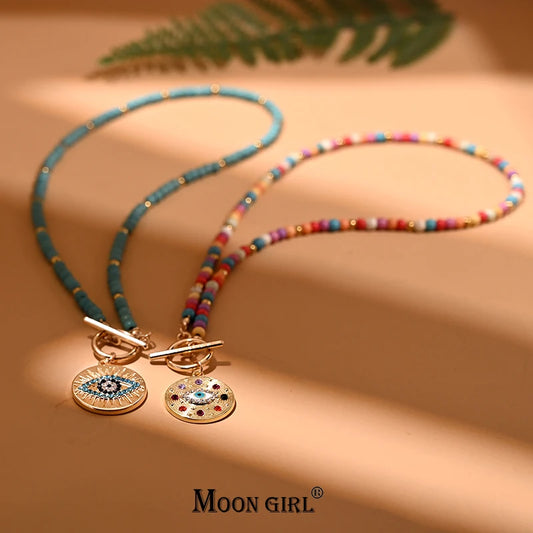 Colourful Stone Charm Choker Necklace
