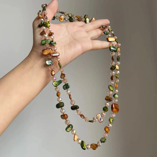 Layered shell necklace holiday styling