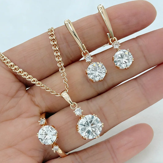 Classic White Zircon Jewelry Set