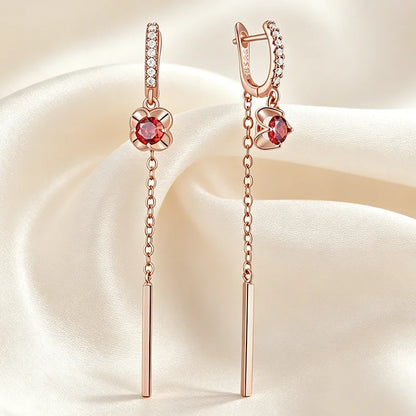 Ruby Long Tassel Earrings