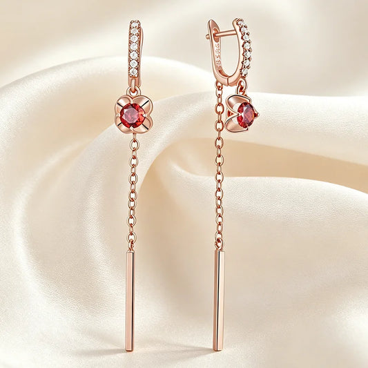 Ruby Long Tassel Earrings