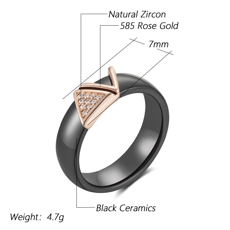 Black Ceramic Zircon Ring
