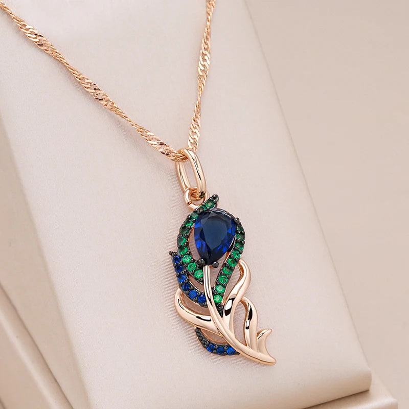 Sapphire Leaf Pendant Necklace