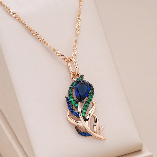 Sapphire Leaf Pendant Necklace