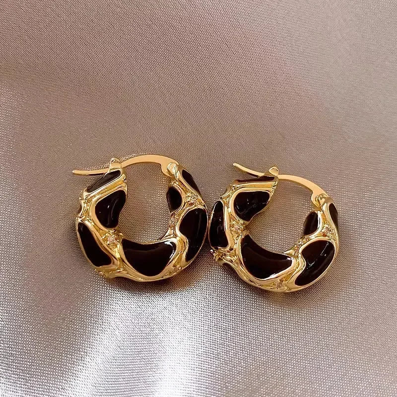 Vintage stila emaljas riņķveida auskari