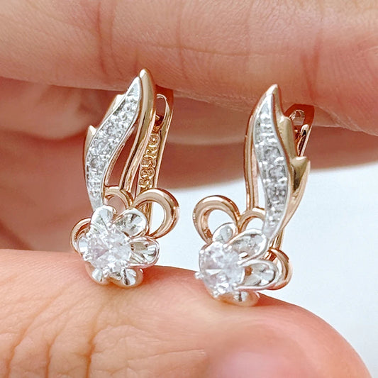 Two-Tone Crystal Dangle Earrings