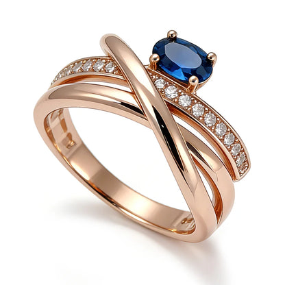 Sapphire Cross Zircon Ring