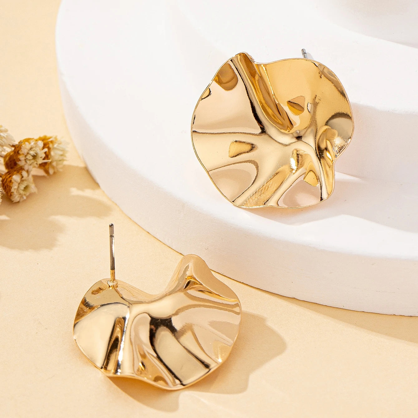 Sculptural Disc Stud Earrings