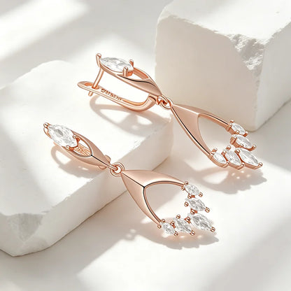 Rose-Gold Rhombus Zircon Drop Earrings