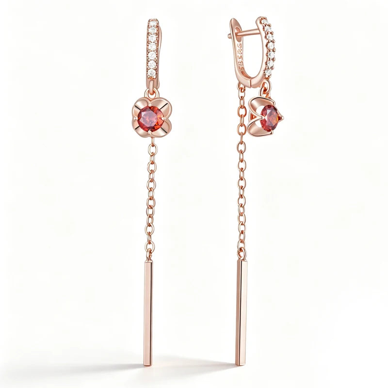 Ruby Long Tassel Earrings