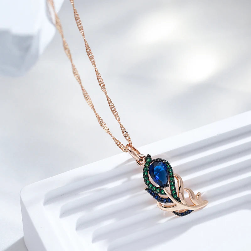 Sapphire Leaf Pendant Necklace