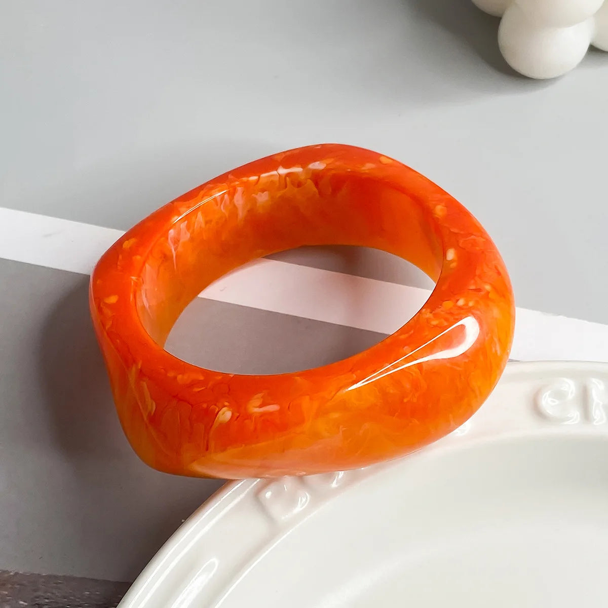 Sculptural Resin Wide Cuff Bangle