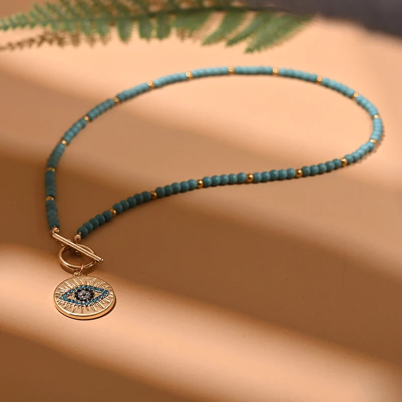 Colourful Stone Charm Choker Necklace