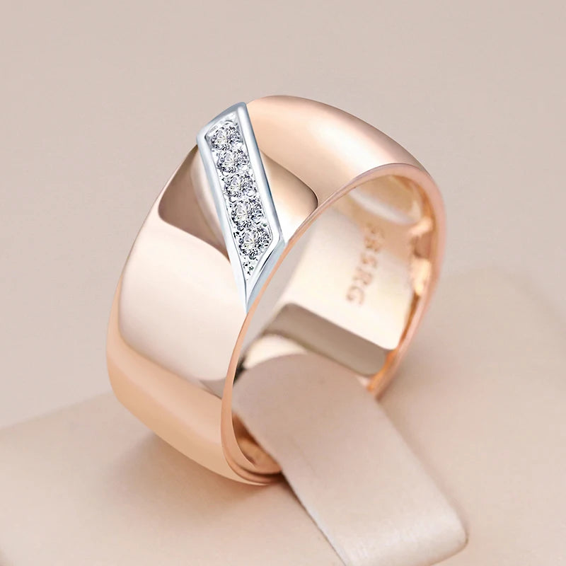 Wide Two-Tone Zircon Ring