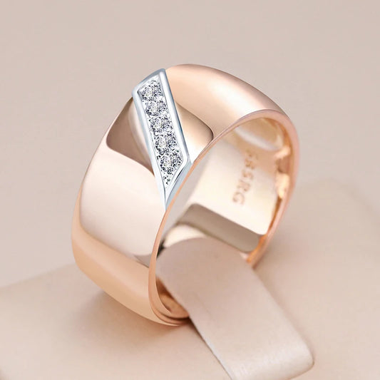 Wide Two-Tone Zircon Ring