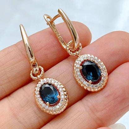 Sapphire Glow Zircon Drop Earrings