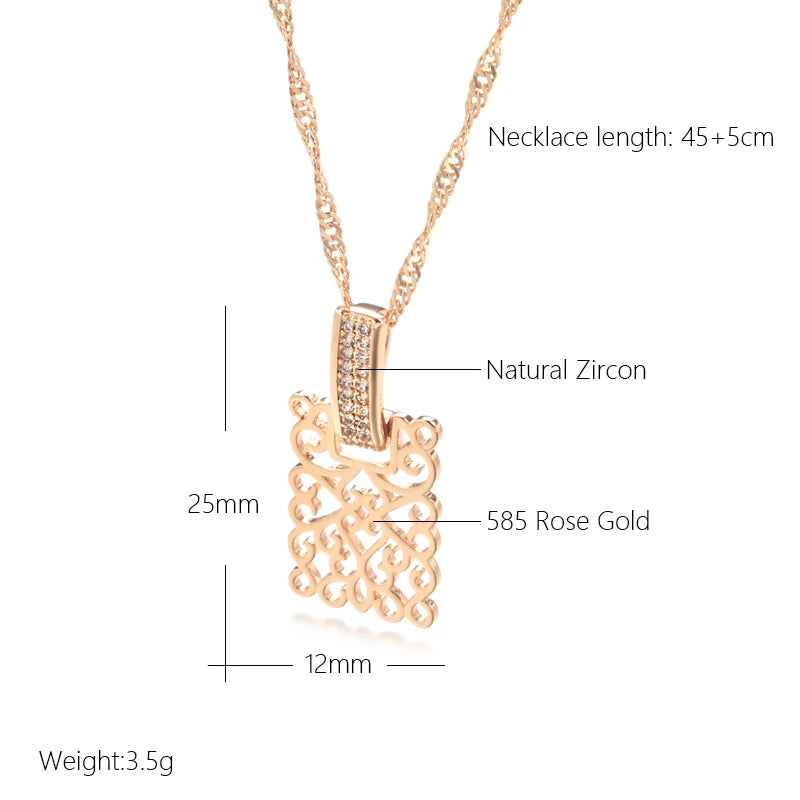 Vintage Square Long Pendant Necklace