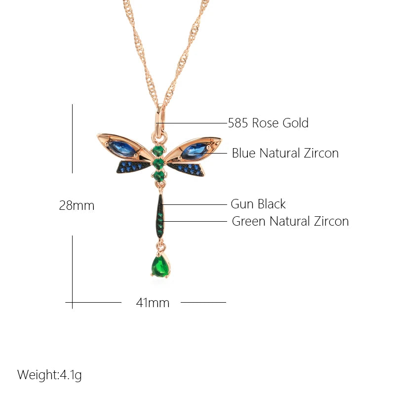 Sapphire Dragonfly Pendant Necklace