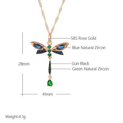 Sapphire Dragonfly Pendant Necklace