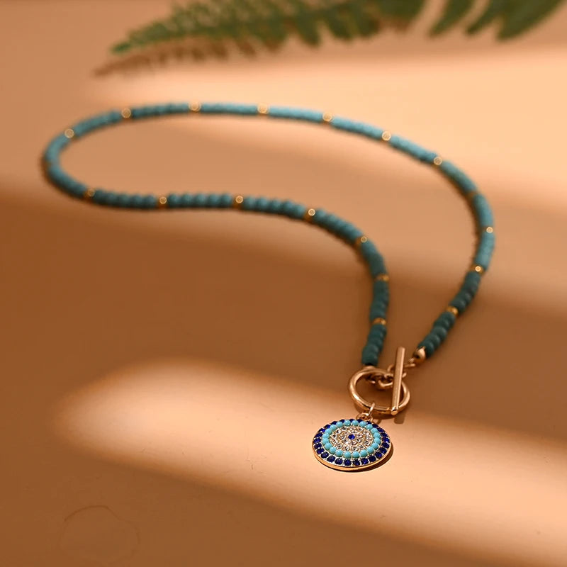 Colourful Stone Charm Choker Necklace
