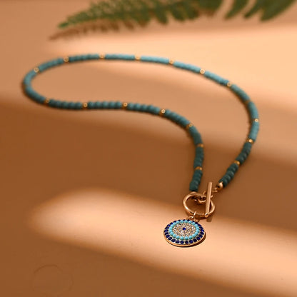 Colourful Stone Charm Choker Necklace