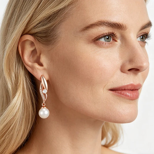 Geometric Pearl Drop Earrings