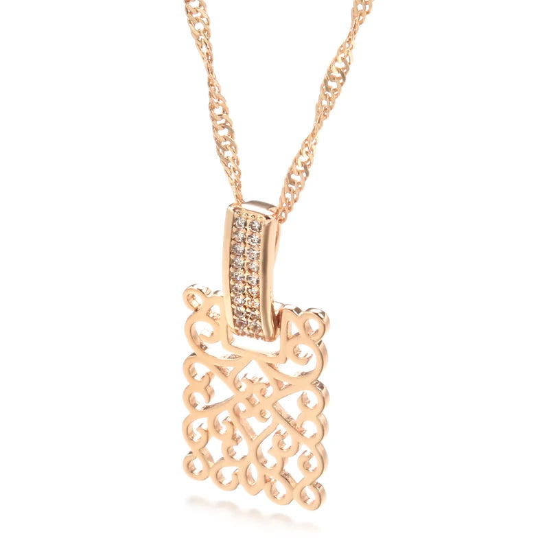 Vintage Square Long Pendant Necklace