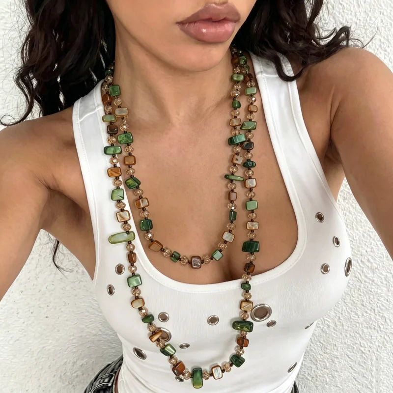 Mosaic Stone Layered Necklace