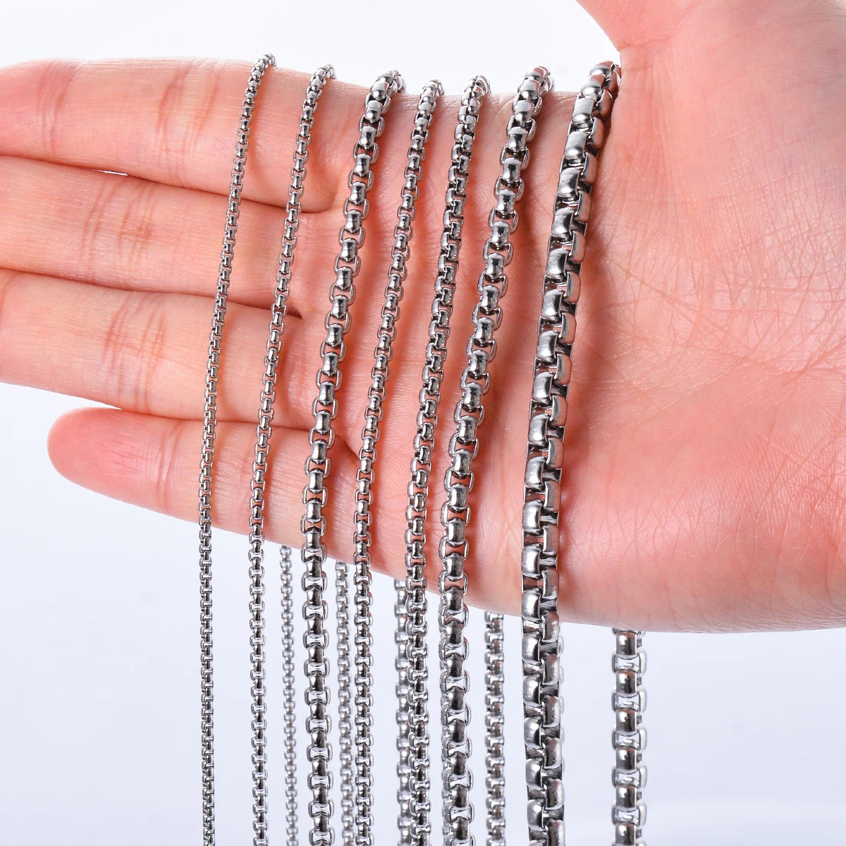 Stainless steel chain necklace length and style options