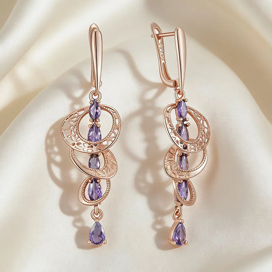 Amethyst Zircon Drop Earrings