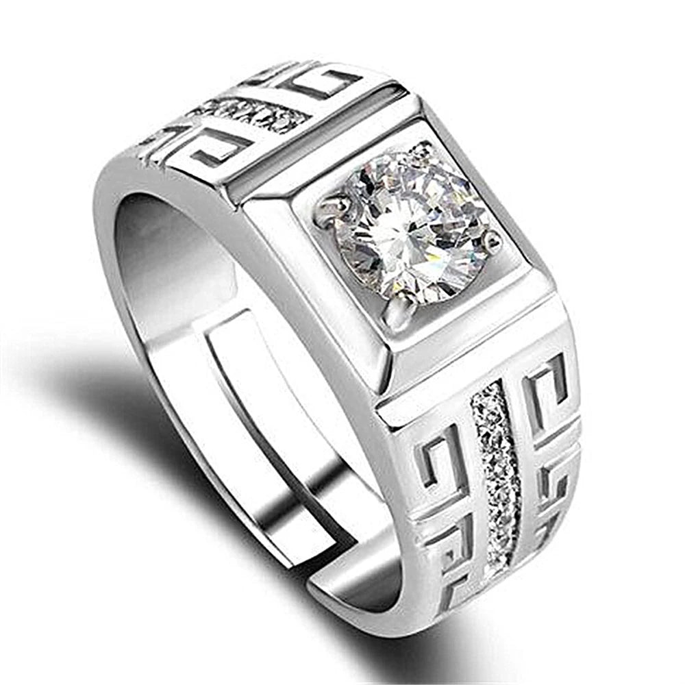 Sterling Silver Crystal Signet Ring