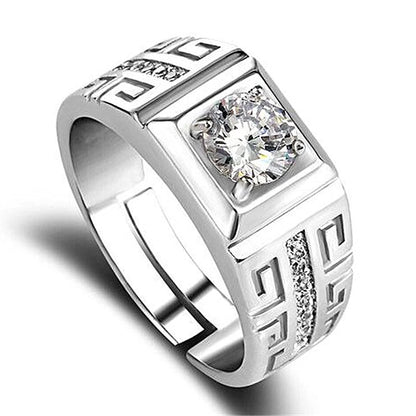 Sterling Silver Crystal Signet Ring