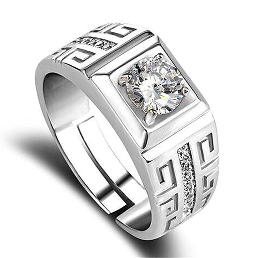 Sterling Silver Crystal Signet Ring