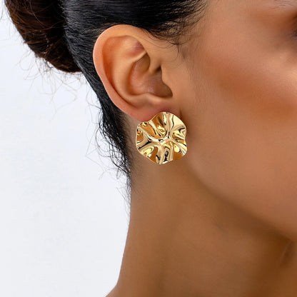 Sculptural Disc Stud Earrings