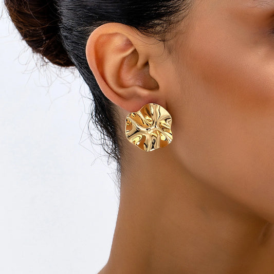 Sculptural Disc Stud Earrings