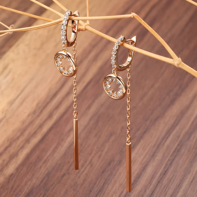 Crystal Long Tassel Earrings