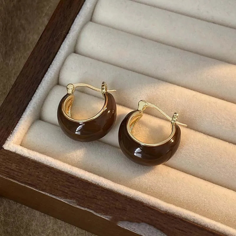 Sculpted Enamel U-Hoop Earrings